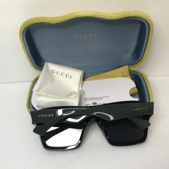 BRAND NEW GUCCI GG0962S 009 Black/Green/Grey Unisex Sunglasses - Picture 6 of 10